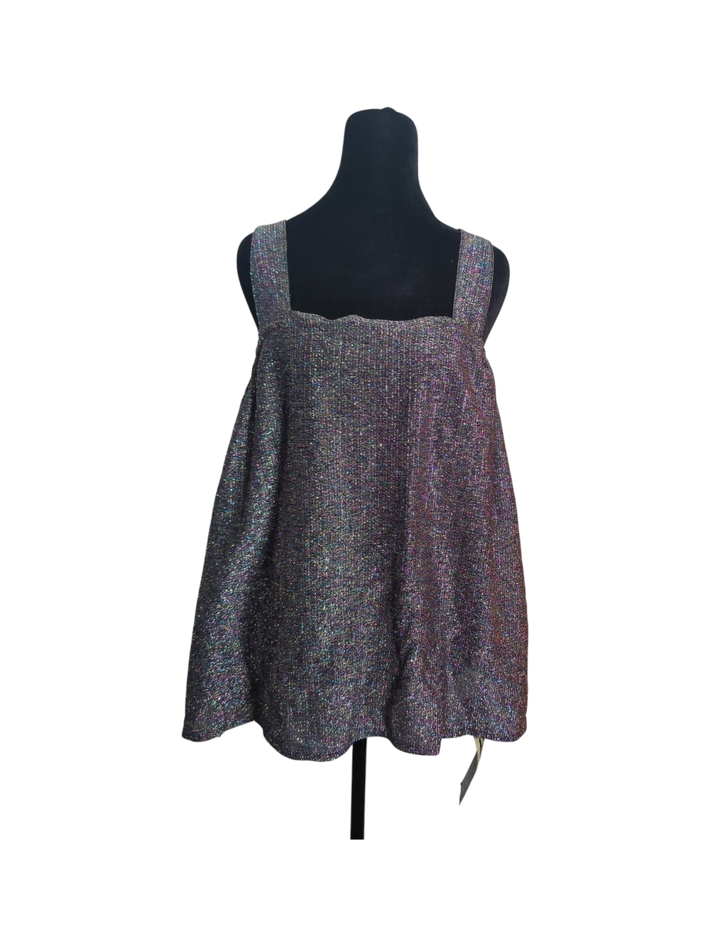 Vintage 90s Metallic Rainbow Babydoll Tunic Top Y2K Party Club Indie Sleaze Rave